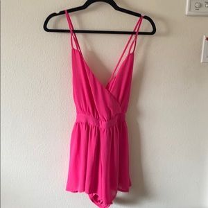 Criss-Cross Back Hot Pink Romper